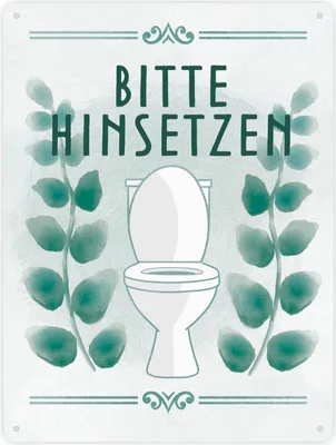 Produktbild von Bitte hinsetzen Toiletten Metallschild XXL in 28x38 cm mit floralem Muster