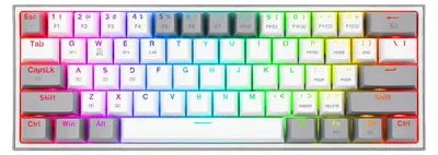 Produktbild von REDRAGON K616-RGB-WG Fizz Pro, Verkabelt & Kabellos, USB + RF Wireless + Bluetooth, Mechanischer Switch, Grau, Weiß