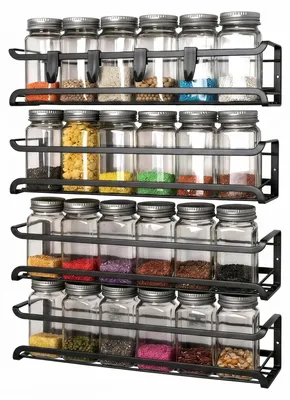 Gewürzregal-Set 4er-Pack, Metall, schwarz, 29x7x7 cm, ohne Bohren