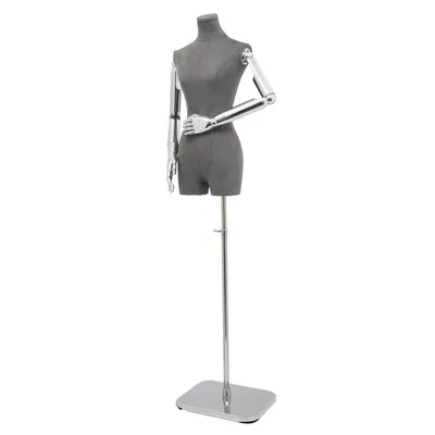 Obrázek produktu pro Krejčí figurína žena figurína 120-210cm výška nastavitelná oděvní stojan oděvní displej (stříbrná + šedá)