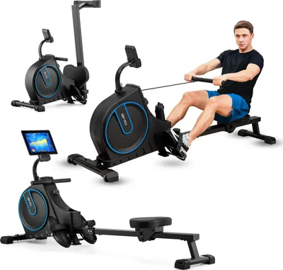 Produktbild von Gymtek® Rudergerät, Rudermaschine für Zuhause - bis 120 kg - 16 Widerstandsstufen, 6kg Schwungmasse LCD Display - für Home Gym, Fitness, Krafttraining