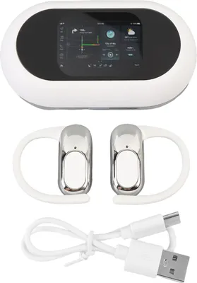 Zdjęcie produktu dla Słuchawki z inteligentnym tłumaczeniem Kolorowy ekran dotykowy Jakość dźwięku HiFi Wielojęzyczny tłumacz Bluetooth Biały