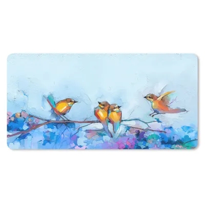Produktbild von MuchoWow® Schreibtischunterlage Gemälde - Ölfarbe - Vogel - Zweig 80x40 cm - XXL Mauspad - Gaming Mauspad