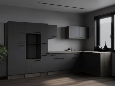 Produktbild von L Küche Leerblock Winkelküche Eiche York Grau Matt Oliver 370 x 172 cm Respekta