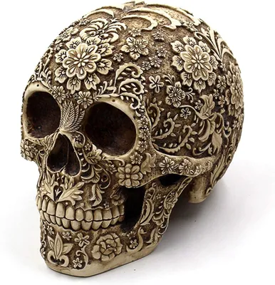 Productafbeelding van Creatieve schedelbloem sculptuur, 8.1 inch, menselijk hoofd, skeletbeeld, verzamelobject, Halloween decoratie, decoratie voor thuis
