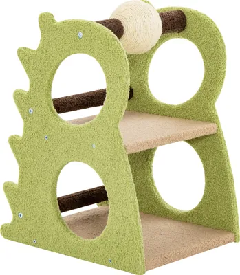 Produktbild von COSTWAY Kratzbaum klein, dinosaurierförmig, 2-stufiger Katzenbaum mit drehbarem Sisal-Kratzball&weicher Plüschstoff, Katzenkratzbaum Katzenmöbel, Grün