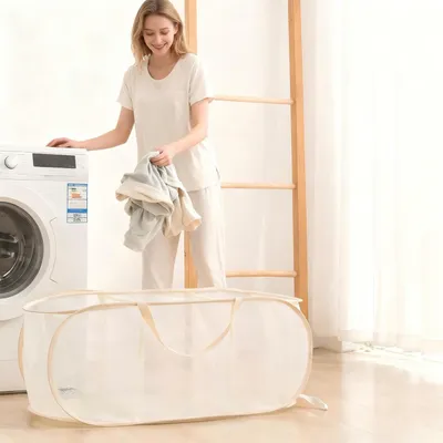 Obrázek produktu pro Skládací košík na prádlo, rozměry 90 litrů, barva béžová