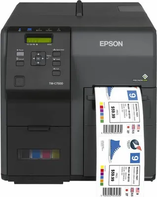 Produktbild von Epson ColorWorks C7500, Tintenstrahl, 600 x 1200 DPI, 300 mm/sek, Farbe, Kabelgebunden, Schwarz