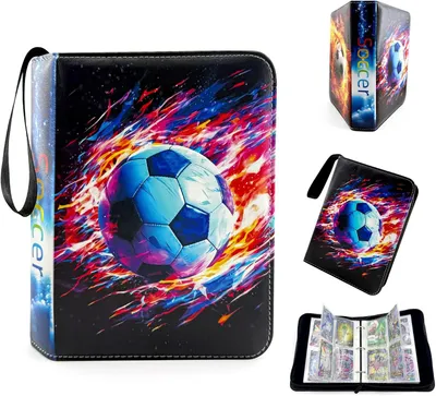Produktbild von Sammelalbum Fußball Karten 4 Taschen 50 Seiten Wasserdichtes Polyurethan| Fußball Sammelkarten Album für 400 Fussballkarten, Sammelkarten Album Kompatibel