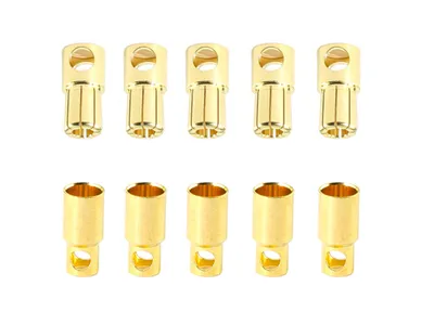 Produktbild von 5 Paar 6 mm Goldkontaktstecker Verbinder (Stecker/Buchse) Bananenstecker Lochmulde