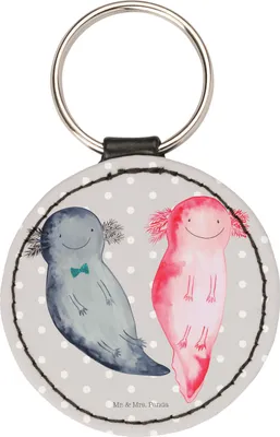 Produktbild von Mr. & Mrs. Panda Anhänger Axolotl Freundin - Grau Pastell - Geschenk, Schlüsselanhänger Elegant, Paar, Taschenanhänger, mini, schlüssel, Liebe, Freund, Valentinstag