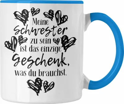 Produktbild von Trendation - Beste Schwester Tasse Spruch Geschenkidee Geburtstag Schwester von Schwester Bruder (Blau)