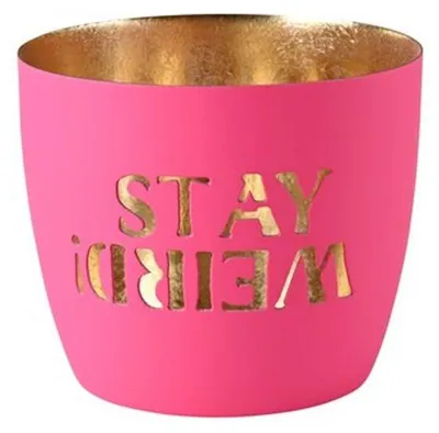 Produktbild von Gift Company Windlicht Madras Stay Weird! Hot Pink/Gold