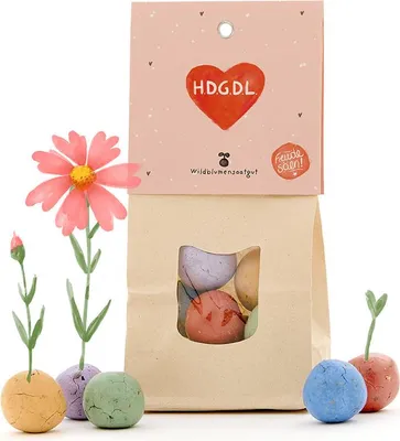 Obrázek produktu pro HDGDL Barevné květinové kuličky – 8 kuliček se semeny divokých květin v papírovém sáčku