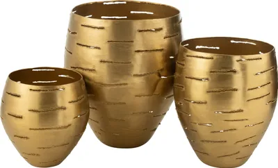 Produktbild von J-Line Set Von 3 Windlicht Schüssel Metall Gold