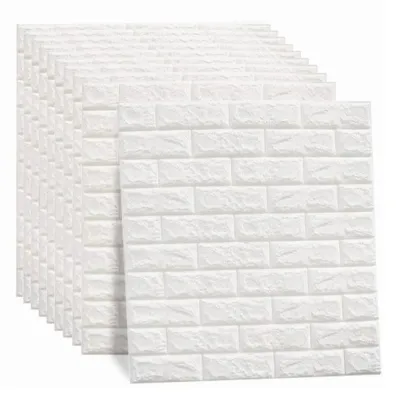 Obrázok produktu pre 3D tapety Samolepiace vodotesné rezateľné bez zápachu Faux Brick Wall Panel pre obývaciu izbu Spálňa biela 10ks