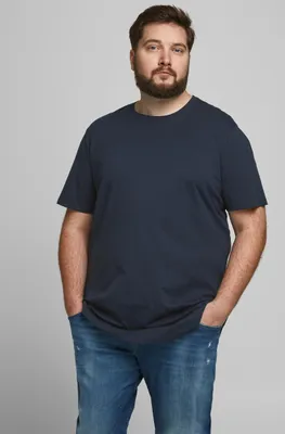 Image de T-shirt basique Plus Size col rond manches courtes grandes tailles JJENOA |