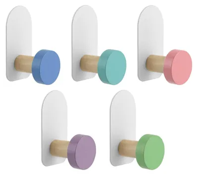 Immagine prodotto di Set di 5 ganci appendiabiti adesivi per bambini, con motivi di animali colorati