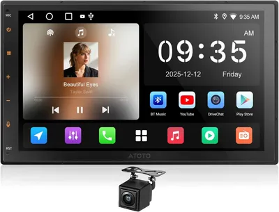 Obrázok produktu pre Android autorádio dvojitým DIN, 7-palcový dotykový displej s bezdrôtovým CarPlay a GPS navigáciou