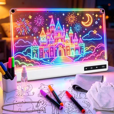 LED-Zeichenbrett 35x25 cm, 8 Farben, 7 Lichtmodi