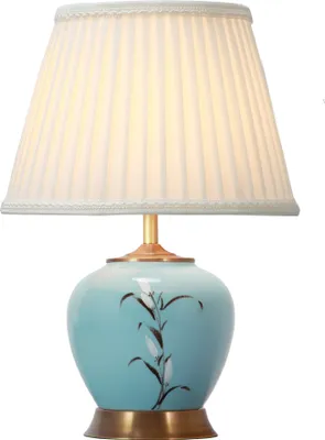 Produktbild von Fine Asianliving Chinesische Tischlampe Porzellan mit Lampenschirm E27 Orientalische Tischleuchte Keramik Nachttischlampen Schlafzimmer Wohnzimmer