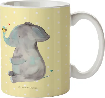 Produktbild von Mr. & Mrs. Panda Trinklernbecher Elefant Biene - Gelb Pastell - Geschenk, Pott, Hochzeitsgeschenk, Kinderbecher, Liebe, Plastikbecher, Lustige Sprüche, Mehrwegbecher