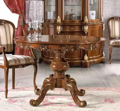 Produktbild von Casa Padrino Luxus Barock Esstisch Braun / Gold - Ausziehbarer Barock Esszimmertisch - Runder Barock Küchentisch - Barock Esszimmer Möbel - Luxus Qualität -  Italy