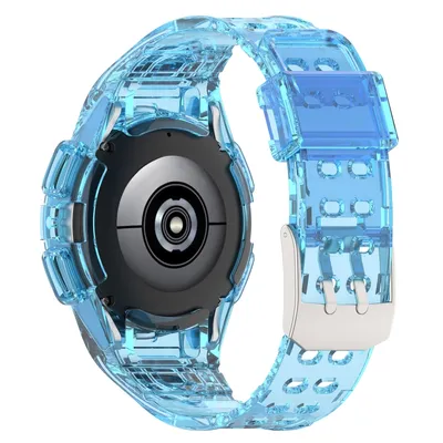 Image de Bracelet en silicone pour Samsung Galaxy Watch 5 40 mm avec boîtier intégré, bleu transparent, bracelet de rechange pour montre connectée