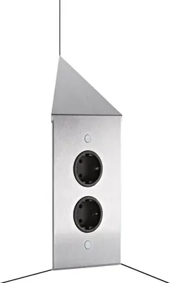 Produktbild von Thebo Ecksteckdose 17586/200/2C Edelstahl 2fach ST 3007-2C senkrecht