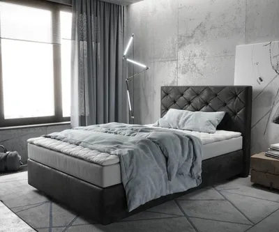 Produktbild von DELIFE Boxspringbett Dream-Great 120x200 cm Mikrofaser Anthrazit Vintage mit Matratze und Topper