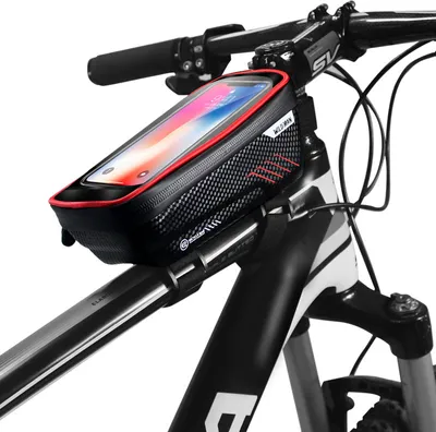 Produktbild von Fahrradtasche Hartschale Eva Mountainbike Vorderrad Träger Taschen Oberrohrtasche Radfahren Handyhalter MTB Zubehör-Rot