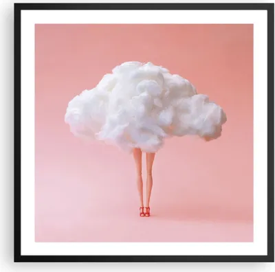 Produktbild von Gerahmtes Poster - Schwarzer Rahmen - Wolke Beine Surrealismus - 60x60 cm - Wand Bild - Wanddeko - Wandbilder - Kunstposter - Wandposter - Bilderrahmen - Bilder - Kunstdruck - P2BAC60x60-4491