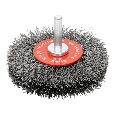 Produktbild von STIER Rundbürste Scheibenbürste, 70 mm, für Bohrmaschine Geradschleifer, 6 mm Schaft, Drahtstärke 0,3 mm, gewellt, Stahl