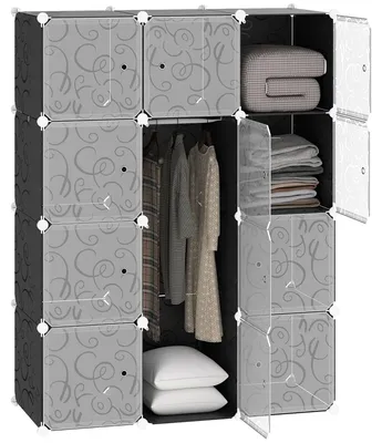 Produktbild von HOMCOM Kleiderschrank DIY Garderobe Regalsystem Steckregal mit Kleiderstange