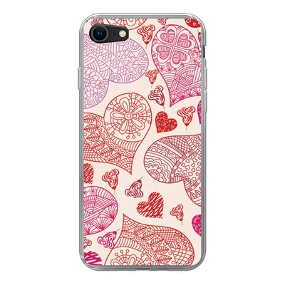 Produktbild von MuchoWow® Handyhülle Schutzhülle Hülle für iPhone SE 2020 Eine Illustration mit rosa und roten Herzen Silikon Softcase Handy Hülle - Kartenbesitzer