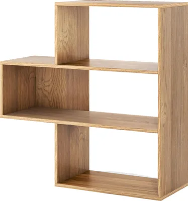 Produktbild von COSTWAY Bücherregal Konvexes, Standregal mit 3 Ebenen, Raumteiler Regal mit Kippschutz, Aufbewahrungsregal für Schlafzimmer, Arbeitszimmer, Natur