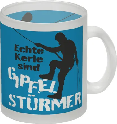 Produktbild von Echte Kerle sind Gipfelstürmer Glas Tasse für Kletterer in blau