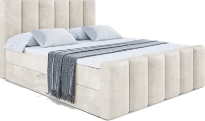 Produktbild von ALTDECOR Boxspringbett mit Fußteil, H3 Matratze und Topper - 200x200 cm - BOXI1-Z - Taupe Samt - Polsterbett mit Bettkasten und Lattenrost, Bett mit Stauraum