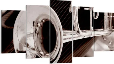 Produktbild von Bild auf Leinwand - Leinwandbild - Musik Trompete Instrument Orchester - 160x85cm - Wand Bild - Wanddeko - Leinwanddruck - Bilder - Kunstdruck - Leinwand bilder - Wandkunst - EA160x85-1553
