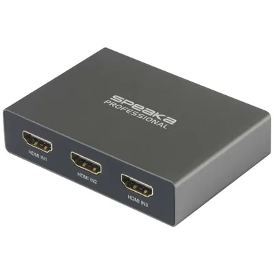 Productafbeelding van SpeaKa Professional SP-HDS-210, HDMI-switch met 3 poorten, ondersteunt UHD 8K @ 60 Hz en UHD 4K @ 120 Hz