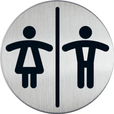 Produktbild von WC-Piktogramm, Damen / Herren, Edelstahl, Ø 83 mm, 1 Stk.