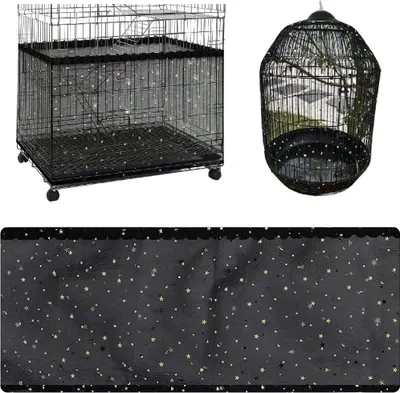 Imagen del producto de Cubierta para jaulas de pájaros con malla para semillas, ajustable, de 140 a 220 cm de perímetro, fabricada en nylon, para jaulas de pájaros