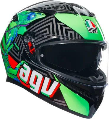 Produktbild von AGV K3 KAMALEON Helm Integralhelm Motorradhelm Rollerhelm mit Sonnenblende Schwarz Rot Grün S 2118381001013005