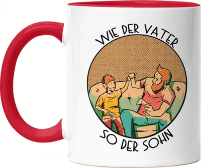 Produktbild von Wie Der Vater So Der Sohn Tasse Rot  Gaming Konsole Controller Zocken Spielen Geschenkidee