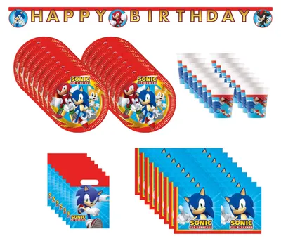 Produktbild von 61-tlg. Sonic Party Set für Kindergeburtstag