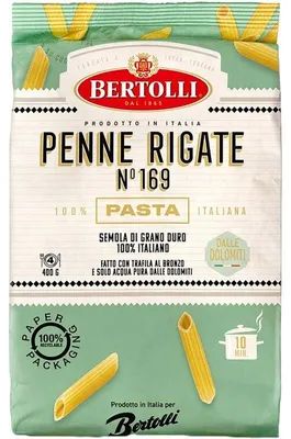 Produktbild von Bertolli Penne Rigate No.169, 400g – Italienische Hartweizengrieß-Pasta