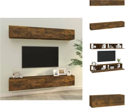 Produktbild von vidaXL TV-Wandschränke 4 Stk. Räuchereiche 100x30x30 cm -  TV-Möbel