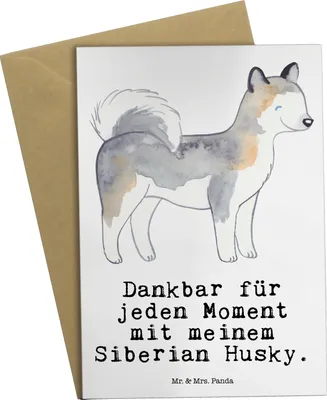 Produktbild von Mr. & Mrs. Panda babykarte Siberian Husky Moment - Weiß - Geschenk, Grußkarten, osterkarten, hochzeitskarten, weihnachtskarten, einladungskarten, Grußkarte
