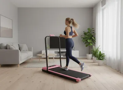 Immagine prodotto di Tapis roulant elettrico pieghevole per uso domestico | 1-12 km/h | fino a 120 kg | Rosa