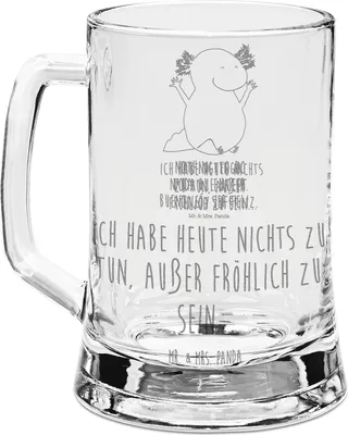 Produktbild von Mr. & Mrs. Panda Krug Axolotl Hurra - Transparent - Geschenk, Bierkrug graviert, Humpen, Lurch, Seidel, Spaß, Bierhumpen, Axolot, Fröhlich, Glaskrug